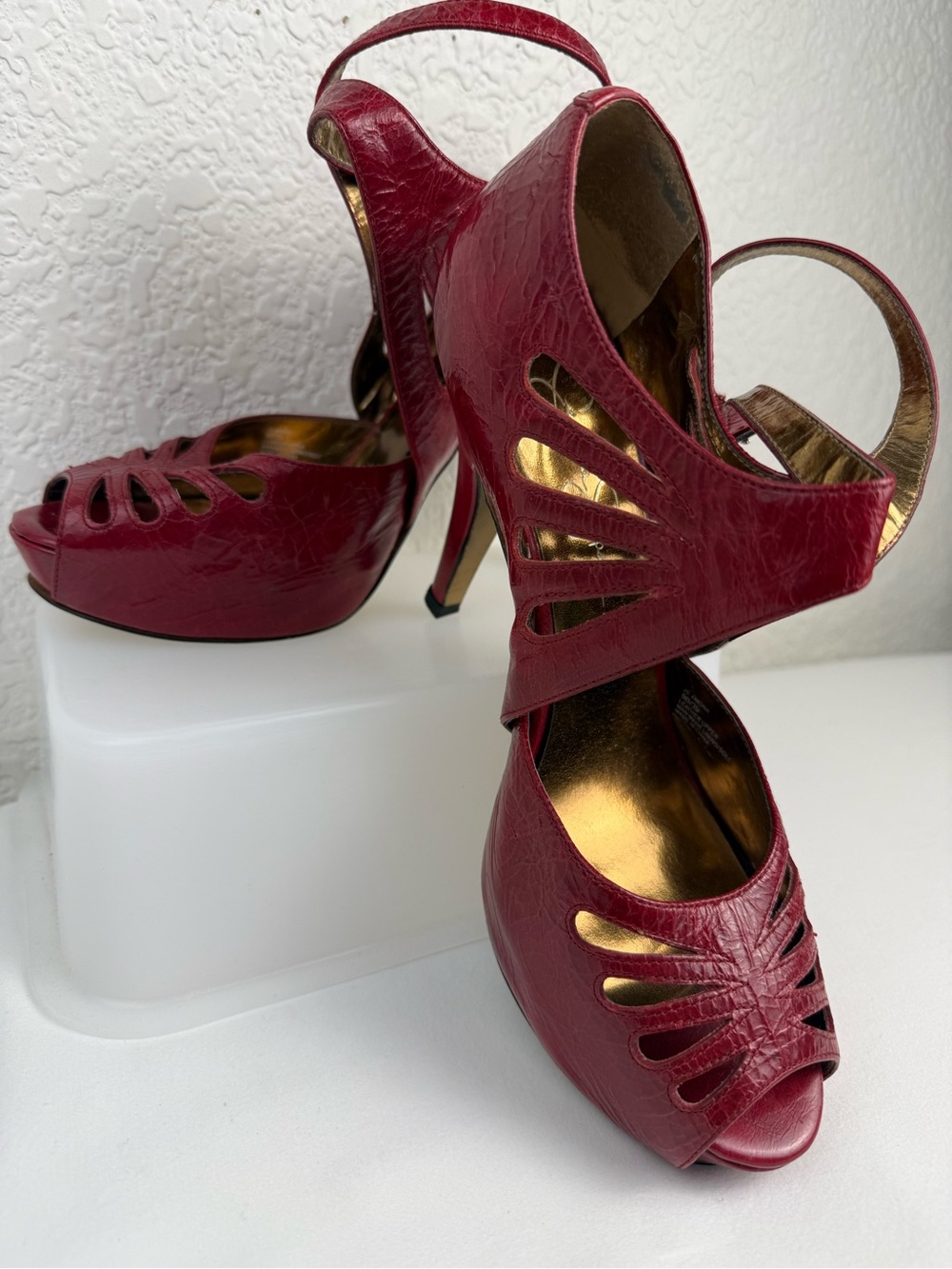 Jessica Simpson | Amona | Red Leather Platform Heels | 9B